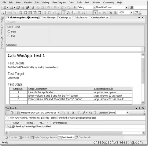 Testing with Visual Studio Team System – Manual Testing and Web Testing